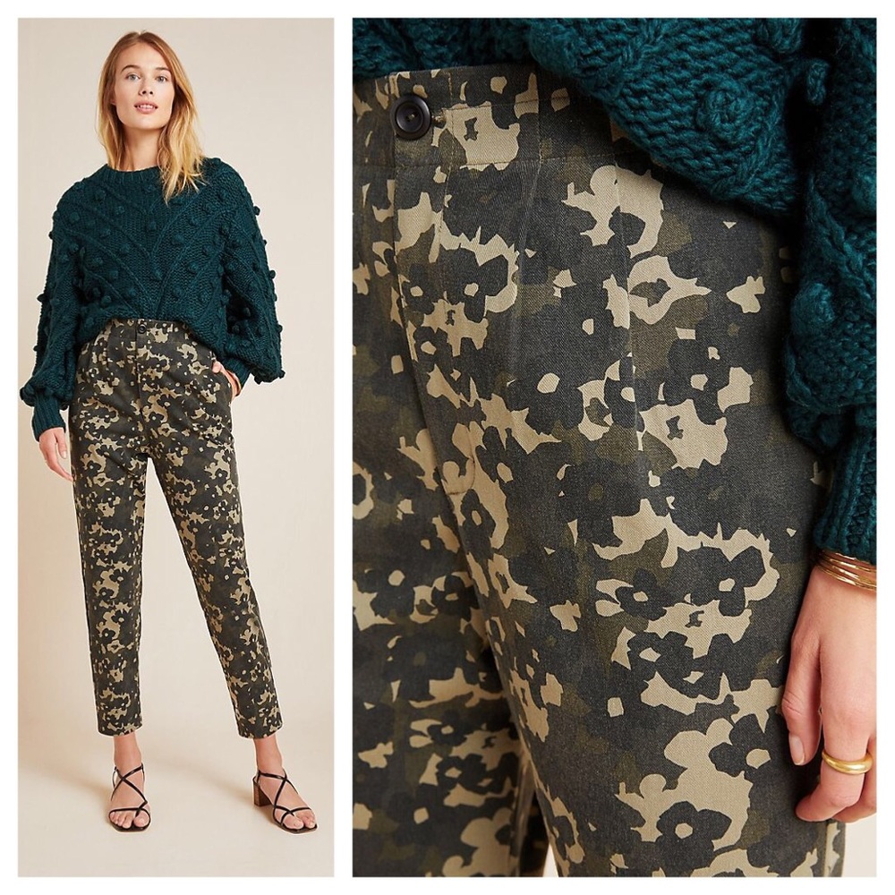 ANTHROPOLOGIE Amadi Floral Camo Trouser Pants XS